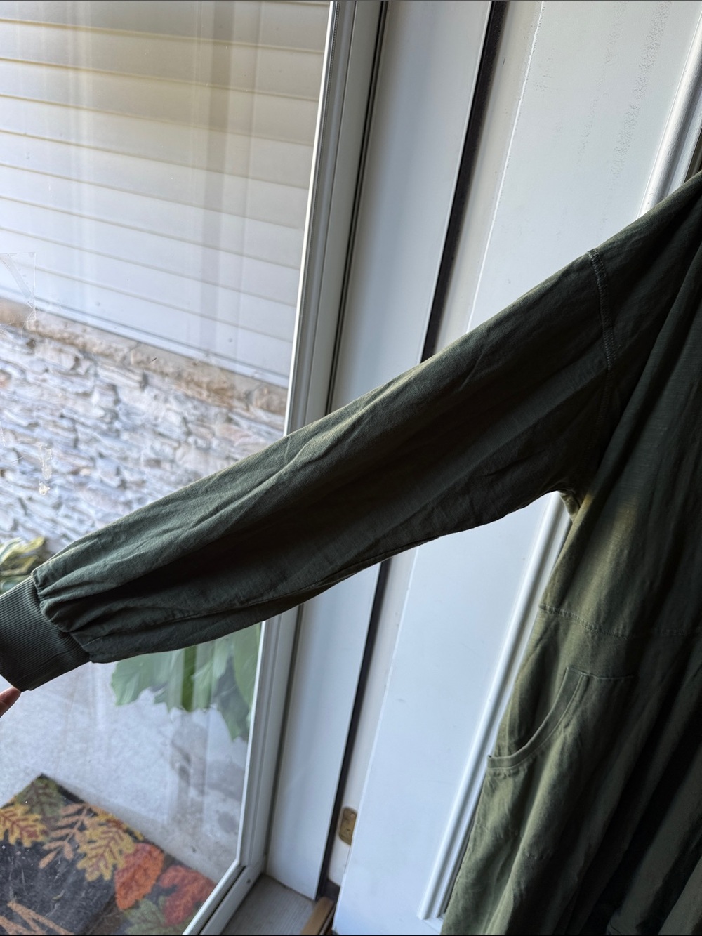 Free People Olive Green V-Neck Long-Sleeve Jumpsuit    JUST BECAUSE ONSIE! - Picture 4 of 12